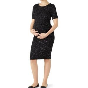 Isabella Oliver Black Soft Viscose Amelie Polka Dot Dress Size 3/US 8
